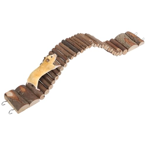 FIXOSHEE Hamster Kauspielzeug Holzleiter Flexible Käfigleiter Natürliche Holzbrücke für Kleintiere Klettern Schaukeln Zwerghamster Zubehör von FIXOSHEE