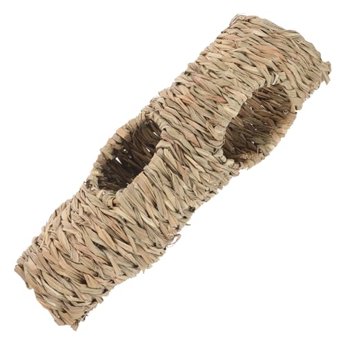FIXOSHEE Hamster Tunnel aus Handgewebtem Stroh für Meerschweinchen und Kleine Hamsterzubehör zur Steigerung Aktivität und Verstecken von FIXOSHEE
