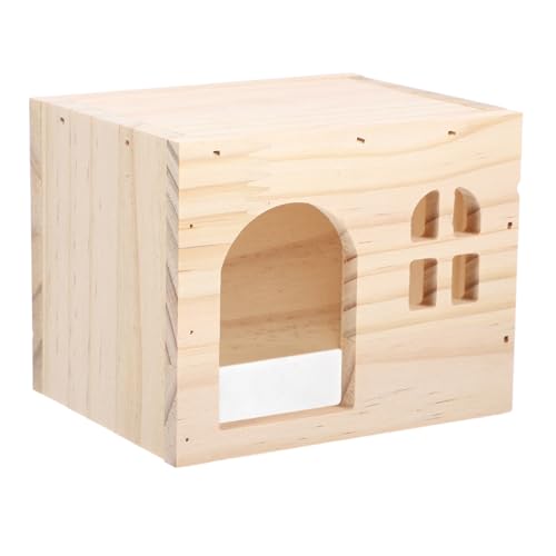 FIXOSHEE Hamsterversteck aus Holz für Kleine Nagetiere Hamsterhaus Rückzugsort und Spielplatz für Hamster und Kleine Nachhaltiges Lebensraumzubehör aus Holz von FIXOSHEE