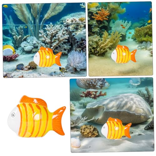 FIXOSHEE Handgefertigte Gestreifte Keramik Schwimmende Fischfiguren Realistische Langlebige Aquarium Gartendekoration für Teich Fischbecken und Gartenlandschaft Schwimmende Keramikfische von FIXOSHEE