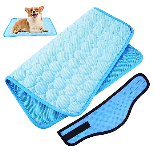 FIXOSHEE Kühlendes Hundehalsband Mit Eisseidenmatte Für Kleine Bis Mittelgroße Hunde Atmungsaktiv Verstellbar Blau Mit Punkten Für Sommer von FIXOSHEE