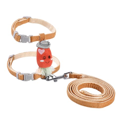 FIXOSHEE Katzengeschirr Set mit Cartoon Karotten Leine für Kätzchen Verstellbare Strapazierfähige Leine und Geschirr für Outdoor Aktivitäten Orange für Kleine Katzen von FIXOSHEE