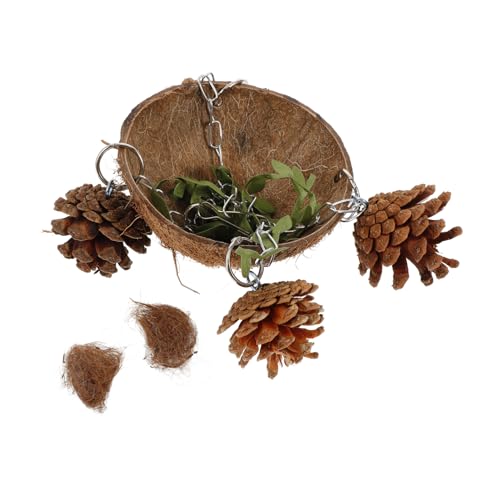 FIXOSHEE Coconuts Bird Hanging Bed Natürliche Kokosnussschale Hängendes Vogelnest Für Papageien Und Kleine Vögel Dekoratives Vogelhaus Für Innen Und Außenbereiche Langlebig Und von FIXOSHEE