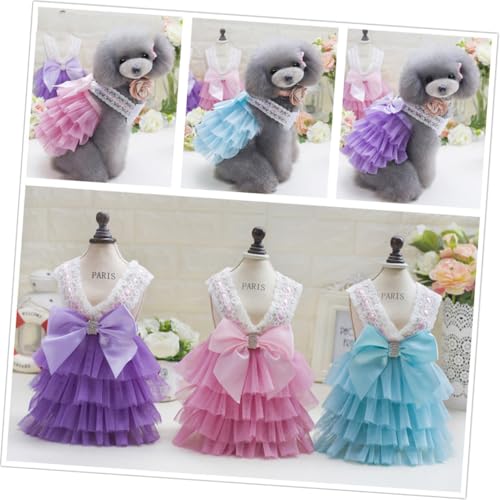 FIXOSHEE Mehrlagiges Tüllkleid mit Spitzenbesatz Schleifenapplikation Komfortabel und Modisch Geeignet für Kleine Hunde und Katzen Perfektes Outfit für Besondere Anlässe und Fotoshootings von FIXOSHEE
