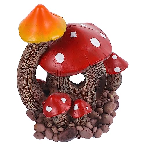 FIXOSHEE Mushroom Hideout für Aquarien Dekoratives Versteck für Garnelen und Fische aus Robustem Harz Wasserfreundlich für Fischzucht Aquarium Dekoration Leuchtendes Design von FIXOSHEE