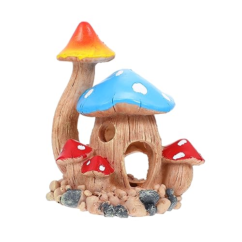 FIXOSHEE Mushroom House Aquarium Dekoration Wasserfestes Fischversteck aus Hochwertigem Harz Farbenfrohes Design für Aquarien für Fische und Garnelen Bietet Sicheren Rückzugsort im von FIXOSHEE