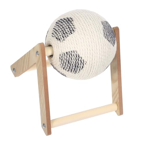 FIXOSHEE Natürlicher Sisal Kratzball Katzenkratzspielzeug mit Holzsockel Interaktives Kratzmöbel für Kleine und Mittelgroße Katzen Fördert Krallenpflege Schützt Möbel Langlebig und von FIXOSHEE