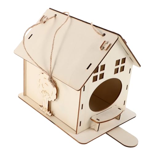 FIXOSHEE Naturholz Vogelhaus zum Aufhängen Kleines Dekoratives Vogelhäuschen für Innen und Außen Futterstation für Kleine Vögel Rustikales Design Natürlicher Nistplatz von FIXOSHEE