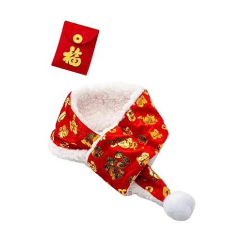 FIXOSHEE Neujahrs Haustier Schal Rotes Dreieckstuch für Kleine Hunde Katzen Warmes Dekoratives Hautfreundliches Baumwollmaterial Festliches Design für Winter und Party von FIXOSHEE