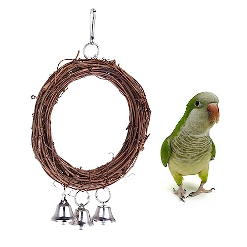 FIXOSHEE Papageien Hängende Rattan Schaukel mit Glocken für Süßes Vogelspielzeug Koordination für Käfige FIXOSHEE Papageien Hängende Rattan Schaukel mit Glocken für Süßes Vogelspielzeug Koordination für Käfige von FIXOSHEE