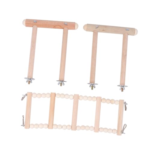 FIXOSHEE Papageien Schaukel Holzspielzeug mit Kletterleiter Vogelkäfig Zubehör Standgestell für Kleine und Mittelgroße Vögel Kletterspielzeug Bewegung und Balance von FIXOSHEE