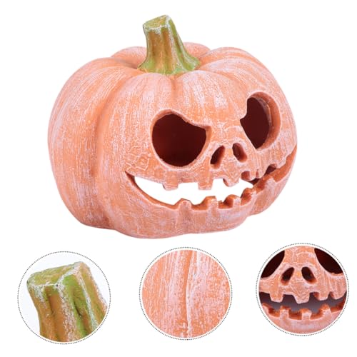 FIXOSHEE Reptilienversteck Kürbisform aus Resin Gemütliche Höhle für Geckos Eidechsen Schildkröten Dekoratives Terrarium Ornament Halloween Deko Haustier Versteck von FIXOSHEE