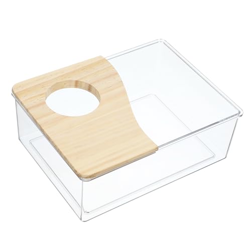 FIXOSHEE Sandbad Box für Hamster Transparent Kleintier Badewanne Sandbad Toilette für Kleine Haustiere Halboffen Acryl Badraum Zubehör Praktisch und Kompakt von FIXOSHEE