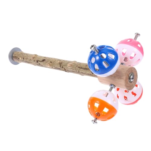 FIXOSHEE Vogel Spielständer mit Rotationsball aus Natürlichem Holz Kauspielzeug und Sitzstange für Wellensittiche Papageien und Nymphensittiche Langlebig und Spielerisch gegen Langeweile von FIXOSHEE