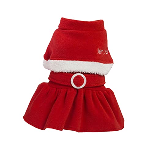 FIXOSHEE Weihnachtskleid Weihnachtshunde Fleecerock Katzen Feiertagsoutfit Weihnachtskatzenkostü Fleece Haustier Winterkleidung Weihnachts Haustierkleidung Weihnachtshunderock von FIXOSHEE