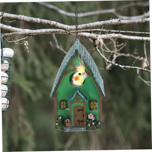 FIXOSHEE Wetterfestes Resin Vogelhaus Robust für Garten Außen Stabiles Nistnest Aufhängen Dekoratives Vogelnest für Unterschlupf für Kleine Wildvögel und Naturliebhaber von FIXOSHEE