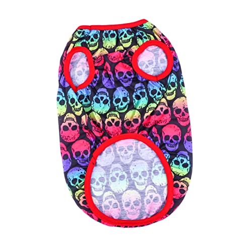 FIXOSHEE Haustier Hund Pullover Kleine Hundekleidung Halloween-Dekorationen Für Haustierkostüme Skelett Kostü Pullover Für Hunde Klein Kleiner Hund Welpenkleidung Colorful Reine Baumwolle von FIXOSHEE