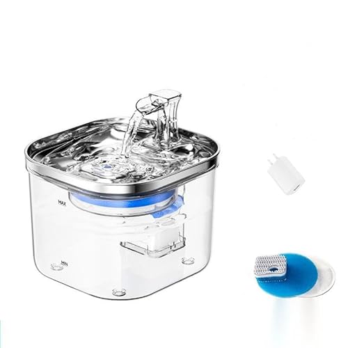 FIYSON Katzenbrunnen Kabellos, 2L Ultraleiser Haustierbrunnen, 5000mAh Batteriebetriebene Automatischer Katze Hunde Wasserspender, 270 Weitwinkel Indukor, Aktivkohlefilter, Zwei Auslaufmodus (Stil 3) von FIYSON