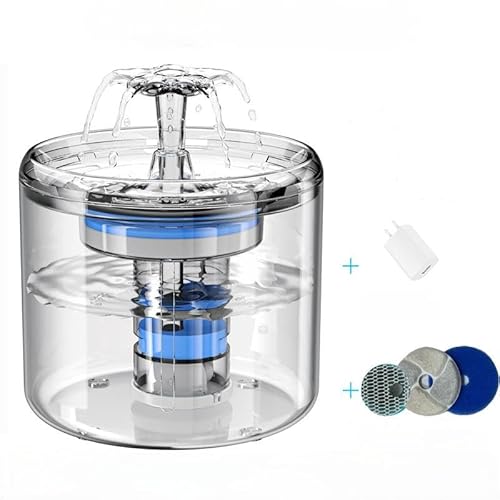 FIYSON Katzenbrunnen Kabellos,2.6L Ultraleiser Haustierbrunnen,5000mAh Batteriebetriebene Automatischer Katze Hunde Wasserspender, 270 Weitwinkel Indukor,Aktivkohlefilter,Zwei Auslaufmodus (Stil 1) von FIYSON