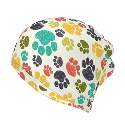 FJAUOQ Multifunktions-Beanie-Mütze mit Hundepfotenabdruck für Männer und Frauen, modischer Schal, weich, dehnbar, Totenkopf-Kappe, Dog Paw-5, One size von FJAUOQ