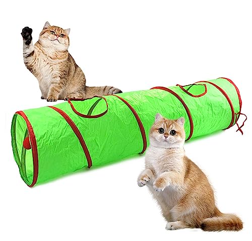 Katzentunnel mit Spielball Faltbarer Tunnel Interaktive Peek a Boo Cat Tube Spielzeug Spaßball und 2 Guckloch von FJAUOQ