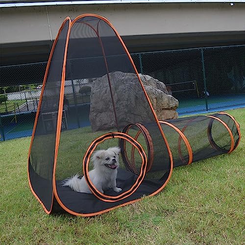 Mesh Katzentunnel Cat Runway Tunnel Playing Hut Cage House Faltbares Mesh Tunnelrohr MeshKatzenzelt draußen für Lauftraining Winkeldreieck von FJAUOQ