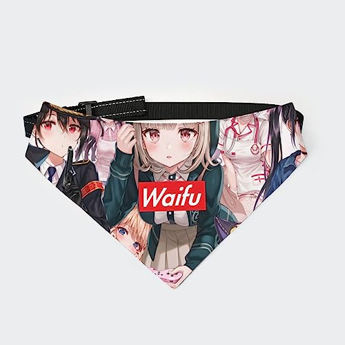 Anime Girl Waifu Hunde-Bandana-Halsband, Haustier-Dreieckstuch, Katzen-Halstuch mit Verstellbarer Schnalle Anime Girl Waifu Hunde-Bandana-Halsband, Haustier-Dreieckstuch, Katzen-Halstuch mit Verstellbarer Schnalle von FJQWKLF