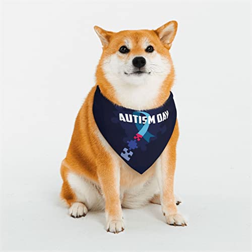 Autismus-Bewusstseinsmonat, verstellbare Hundekostüme, Bandana-Passform, dreieckig, wendbar, doppeltes Design, Haustier-Schal, groß von FJQWKLF
