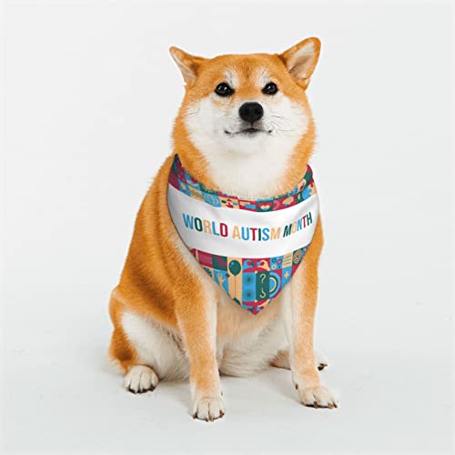 Autismus-Bewusstseinsmonat 2023, verstellbare Hundekostüme, Bandana-Passform, dreieckig, wendbar, Doppel-Design, Haustier-Schal, groß von FJQWKLF