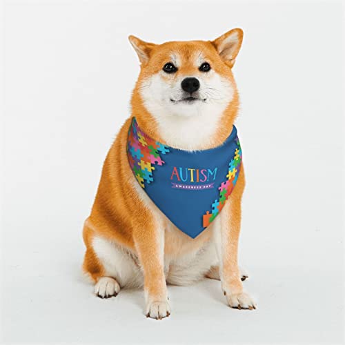 Autismus-Bewusstseinstag, verstellbare Hundekostüme, Bandana-Passform, dreieckig, wendbar, doppeltes Design, Haustier-Schal, Größe M von FJQWKLF