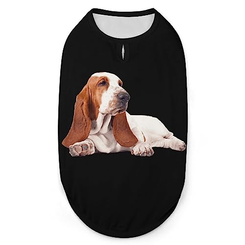 Basset Hound Hunde-Hundehemd, Sommer-Haustier-T-Shirt, weiches ärmelloses Tanktop, Haustierkleidung, formelle Kleidung für alle Welpen und Katzen, XX-Large Basset Hound Hunde-Hundehemd, Sommer-Haustier-T-Shirt, weiches ärmelloses Tanktop, Haustierkleidung, formelle Kleidung für alle Welpen und Katzen, XX-Large von FJQWKLF