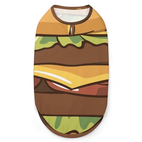 Bettbezug mit Hamburger-Motiv, 3D-Bedruckte Hundekleidung, stilvolle ärmellose Hundehemden, Weste, atmungsaktives Tanktop für Haustiere, T-Shirt, Sweatshirt, XX-Large Bettbezug mit Hamburger-Motiv, 3D-Bedruckte Hundekleidung, stilvolle ärmellose Hundehemden, Weste, atmungsaktives Tanktop für Haustiere, T-Shirt, Sweatshirt, XX-Large von FJQWKLF