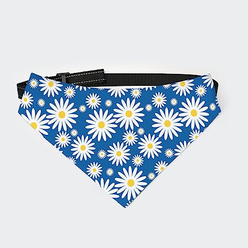 Blaue weiße Gänseblümchen Hundehalstuch Halsband Haustier Dreieckstuch Katzenhalstuch mit Verstellbarer Schnalle Blaue weiße Gänseblümchen Hundehalstuch Halsband Haustier Dreieckstuch Katzenhalstuch mit Verstellbarer Schnalle von FJQWKLF