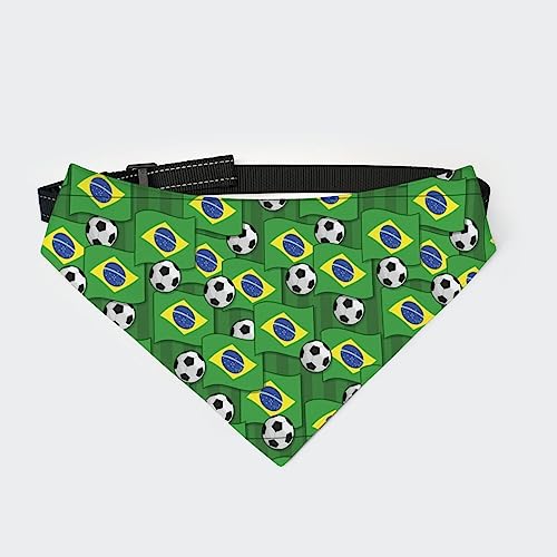 Brasilien-Flagge, Fußball-Muster, Hundehalstuch, Halsband, Dreieckstuch, Katzenhalstuch mit Verstellbarer Schnalle Brasilien-Flagge, Fußball-Muster, Hundehalstuch, Halsband, Dreieckstuch, Katzenhalstuch mit Verstellbarer Schnalle von FJQWKLF