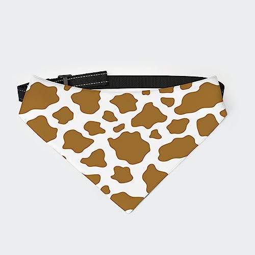 Braunes Hunde-Bandana-Halsband mit Kuh-Aufdruck, Dreieckstuch für Haustiere, Katzen-Halstuch mit Verstellbarer Schnalle Braunes Hunde-Bandana-Halsband mit Kuh-Aufdruck, Dreieckstuch für Haustiere, Katzen-Halstuch mit Verstellbarer Schnalle von FJQWKLF