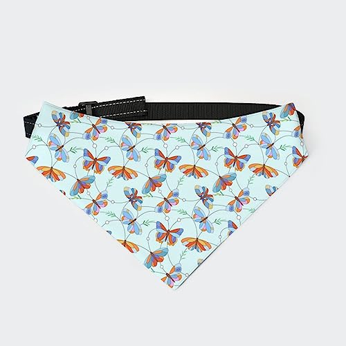 Buntes Schmetterlings-Cartoon-Hunde-Bandana-Halsband, Haustier-Dreieckstuch, Katzen-Halstuch mit Verstellbarer Schnalle Buntes Schmetterlings-Cartoon-Hunde-Bandana-Halsband, Haustier-Dreieckstuch, Katzen-Halstuch mit Verstellbarer Schnalle von FJQWKLF