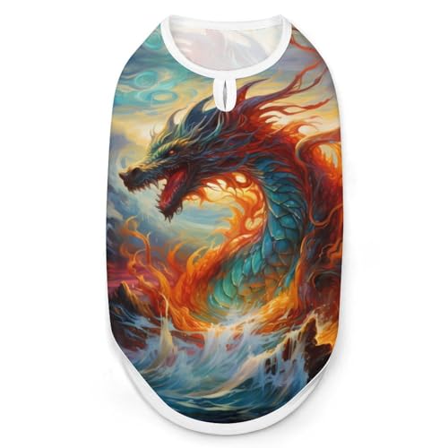China Dragon Hundehemd, Sommer-T-Shirt für Haustiere, weiches, ärmelloses Tanktop, Haustierkleidung, formelle Kleidung für Welpen und Katzen, Größe S China Dragon Hundehemd, Sommer-T-Shirt für Haustiere, weiches, ärmelloses Tanktop, Haustierkleidung, formelle Kleidung für Welpen und Katzen, Größe S von FJQWKLF