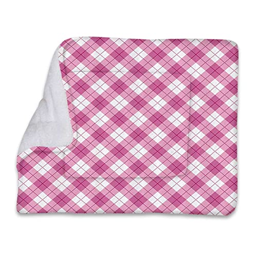 FJQWKLF Fuchsia Hellrosa Weiß Selbstheizende Haustier-Pads Decke Welpen-Haustier-Pad Mädchen-Stil Kariertes Design für Welpen Hund Katze Sofakissen Heimteppich Warm halten Schlafbezug Abstrakt von FJQWKLF