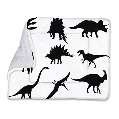 FJQWKLF Schwarz-weiße, weiche, warme Haustier-Überwurfdecke für Haustiere, Verschiedene Schwarze Dino-Silhouetten, Matte, doppellagig, waschbar, für Hundebett, Couch, Sofa, Auto-Dinosaurier FJQWKLF Schwarz-weiße, weiche, warme Haustier-Überwurfdecke für Haustiere, Verschiedene Schwarze Dino-Silhouetten, Matte, doppellagig, waschbar, für Hundebett, Couch, Sofa, Auto-Dinosaurier von FJQWKLF