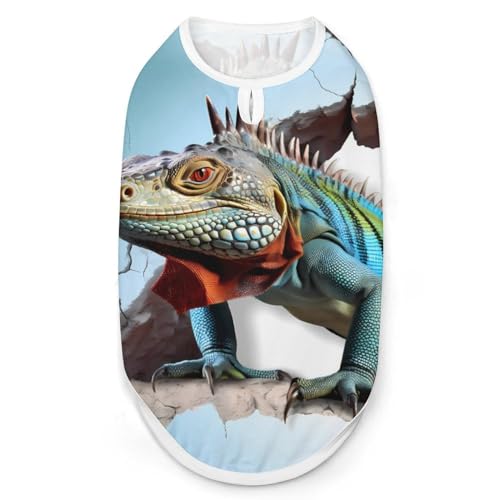 Green Iguana Hundehemd, Sommer-T-Shirt für Haustiere, weiches, ärmelloses Tanktop, Haustierkleidung, formelle Kleidung für Welpen und Katzen, Größe M Green Iguana Hundehemd, Sommer-T-Shirt für Haustiere, weiches, ärmelloses Tanktop, Haustierkleidung, formelle Kleidung für Welpen und Katzen, Größe M von FJQWKLF