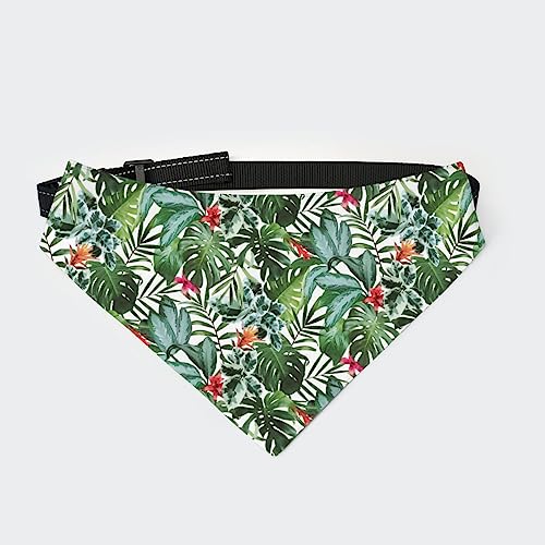 Grünes Regenwald-Palmen-Druck-Hundehalstuch, Halsband, Dreieckstuch, Katzenhalstuch mit Verstellbarer Schnalle Grünes Regenwald-Palmen-Druck-Hundehalstuch, Halsband, Dreieckstuch, Katzenhalstuch mit Verstellbarer Schnalle von FJQWKLF
