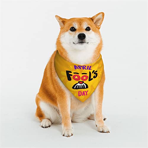 Happy April Fool's Day Hundekostüm-Halstuch mit lustigem Muster, verstellbare Passform, dreieckig, wendbar, doppeltes Design, Haustier-Schal, groß von FJQWKLF