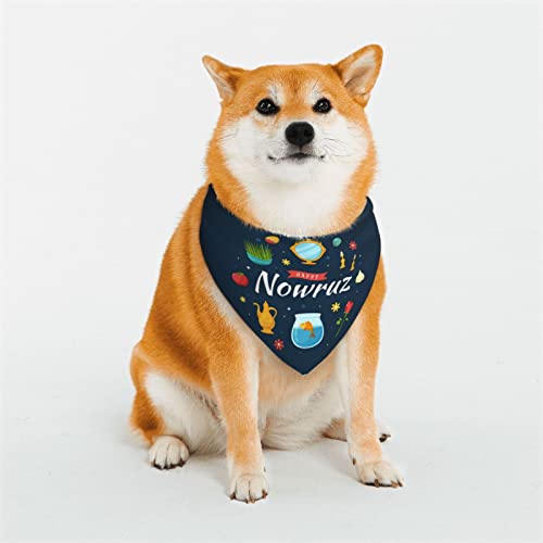 Happy Nowruz Verstellbare Hundekostüme, Bandana-Passform, dreieckig, wendbar, Doppel-Design, Haustier-Schal, Größe L von FJQWKLF