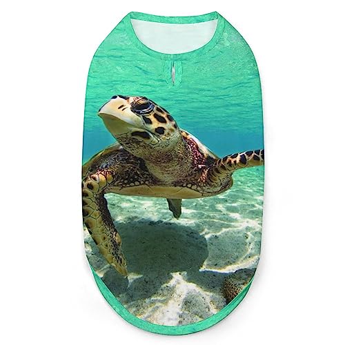 Hundehemd mit Meeresschildkröte-Aufdruck, Sommer-T-Shirt für Haustiere, weiches, ärmelloses Tanktop, Haustierkleidung, formelle Kleidung für alle Welpen und Katzen, Größe L Hundehemd mit Meeresschildkröte-Aufdruck, Sommer-T-Shirt für Haustiere, weiches, ärmelloses Tanktop, Haustierkleidung, formelle Kleidung für alle Welpen und Katzen, Größe L von FJQWKLF