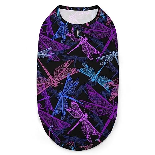 Hundehemd mit bunten Libellen, Sommer-T-Shirt für Haustiere, weiches, ärmelloses Tanktop, Haustierkleidung, formelle Kleidung für alle Welpen und Katzen, Größe S Hundehemd mit bunten Libellen, Sommer-T-Shirt für Haustiere, weiches, ärmelloses Tanktop, Haustierkleidung, formelle Kleidung für alle Welpen und Katzen, Größe S von FJQWKLF