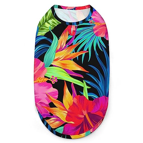 Hundehemd mit tropischem Blumenmuster, Sommer-T-Shirt für Haustiere, weiches, ärmelloses Tanktop, Haustierkleidung, formelle Kleidung für alle Welpen und Katzen, Größe XX-Large Hundehemd mit tropischem Blumenmuster, Sommer-T-Shirt für Haustiere, weiches, ärmelloses Tanktop, Haustierkleidung, formelle Kleidung für alle Welpen und Katzen, Größe XX-Large von FJQWKLF