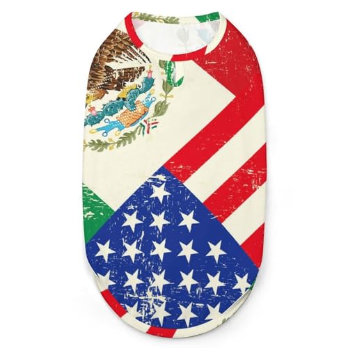 Hundekleidung mit 3D-Aufdruck, USA, andexikanische Flagge, stilvolle ärmellose Hundehemden, Weste, atmungsaktives Tanktop für Haustiere, T-Shirt, Sweatshirt, XX-Large Hundekleidung mit 3D-Aufdruck, USA, andexikanische Flagge, stilvolle ärmellose Hundehemden, Weste, atmungsaktives Tanktop für Haustiere, T-Shirt, Sweatshirt, XX-Large von FJQWKLF