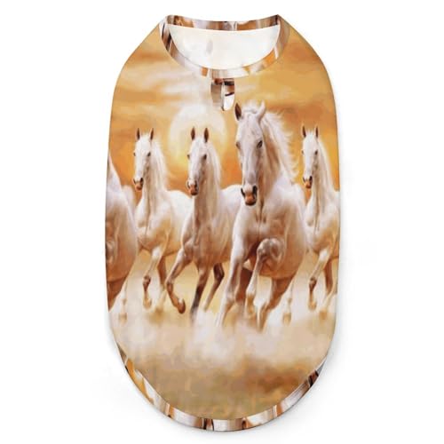 Hundekleidung mit 3D-Aufdruck „White Running Horse Sunset, stilvolle, ärmellose Hundehemden, Weste, atmungsaktives Tanktop für Haustiere, T-Shirt, Sweatshirt, Größe XL Hundekleidung mit 3D-Aufdruck „White Running Horse Sunset, stilvolle, ärmellose Hundehemden, Weste, atmungsaktives Tanktop für Haustiere, T-Shirt, Sweatshirt, Größe XL von FJQWKLF
