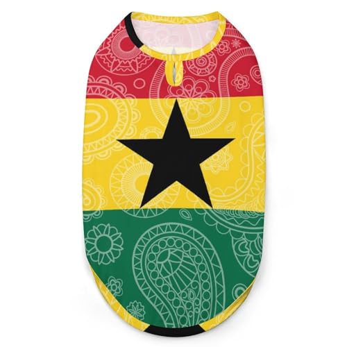 Hundekleidung mit 3D-Aufdruck mit Ghana-Paisley-Flagge, stilvolle ärmellose Hundehemden, Weste, atmungsaktives Tanktop für Haustiere, T-Shirt, Sweatshirt, Größe L Hundekleidung mit 3D-Aufdruck mit Ghana-Paisley-Flagge, stilvolle ärmellose Hundehemden, Weste, atmungsaktives Tanktop für Haustiere, T-Shirt, Sweatshirt, Größe L von FJQWKLF