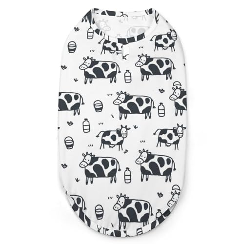 Hundekleidung mit 3D-Druck und Cartoon-Kuh-Muster, stilvolle ärmellose Hundehemden, Weste, atmungsaktives Tanktop für Haustiere, T-Shirt, Sweatshirt, Größe S Hundekleidung mit 3D-Druck und Cartoon-Kuh-Muster, stilvolle ärmellose Hundehemden, Weste, atmungsaktives Tanktop für Haustiere, T-Shirt, Sweatshirt, Größe S von FJQWKLF